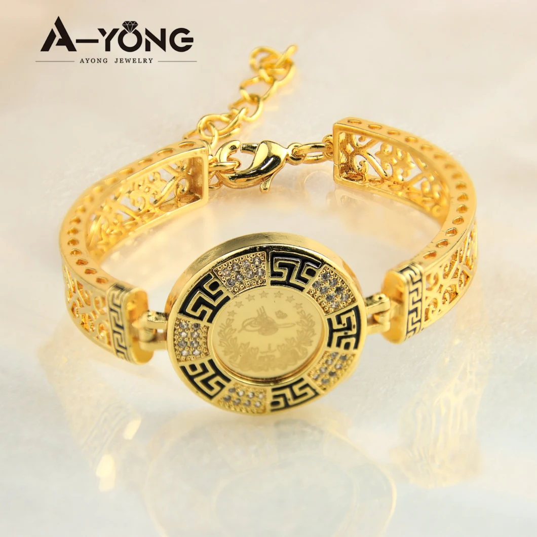 High Quality Portrait Black Bracelet Animal Coin Women Gold Plated 18K Jewelry