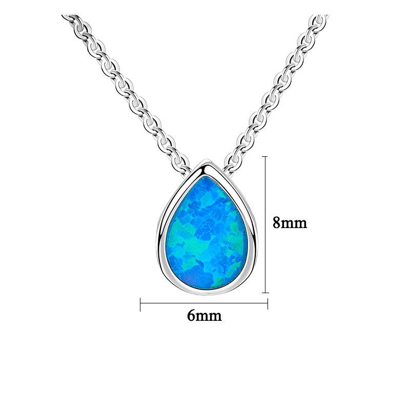 Gift Jewelry Hot Selling Opal Gemstone Jewelry Simple Pear Shape Fashion Necklace Girl