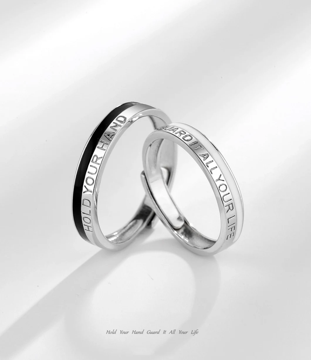 Valentine′ S Day Custom Lettering Couple Finger Ring Made of 925 Sterling Silver Ring