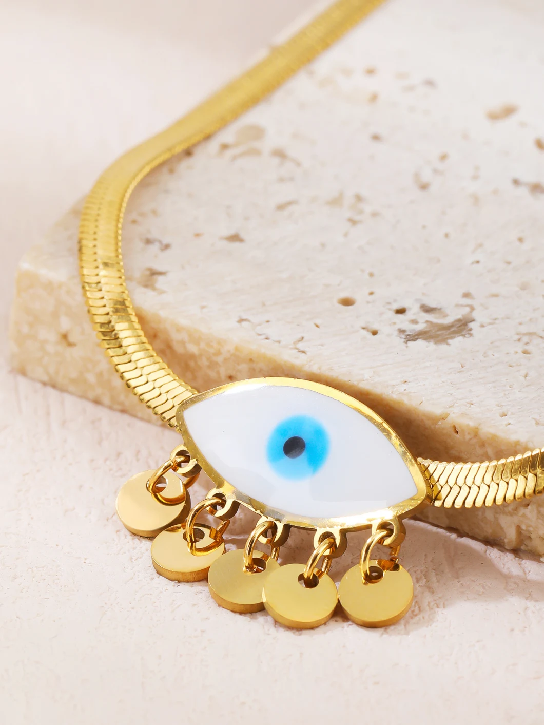 New Fashion Stainless Steel Necklace Blue Eye Shape for Lady and Man