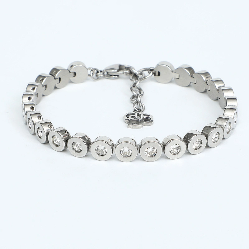 Stone Bracelet Cuban Chain Bracelet Men Fashion Stainless Steel Jewelry