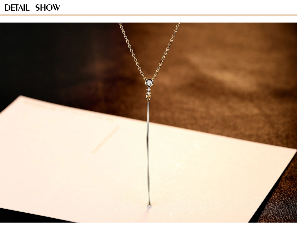 Trendy 925 Sterling Silver Jewelry Pear Lariat Necklace