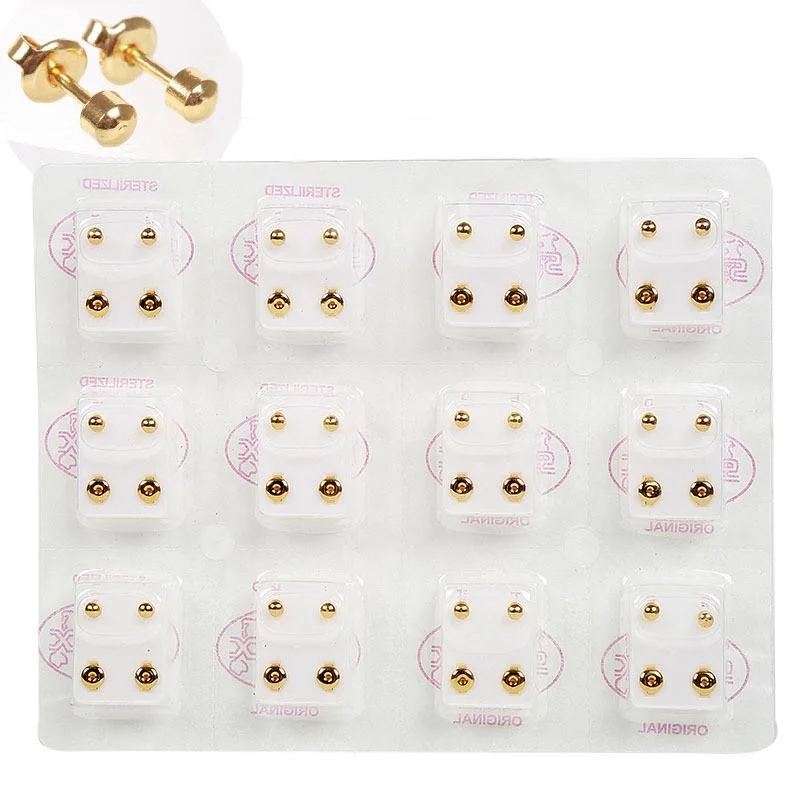 12pairs Medical Earrings Piercing Tool Kits Surgical Steel Ear Studs