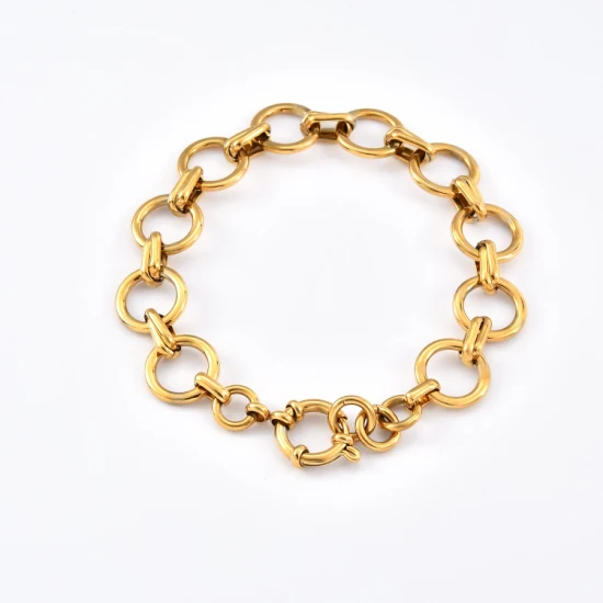 Joias de aço inoxidável 18K banhadas a ouro pulseira estilo hip hop para homens e mulheres