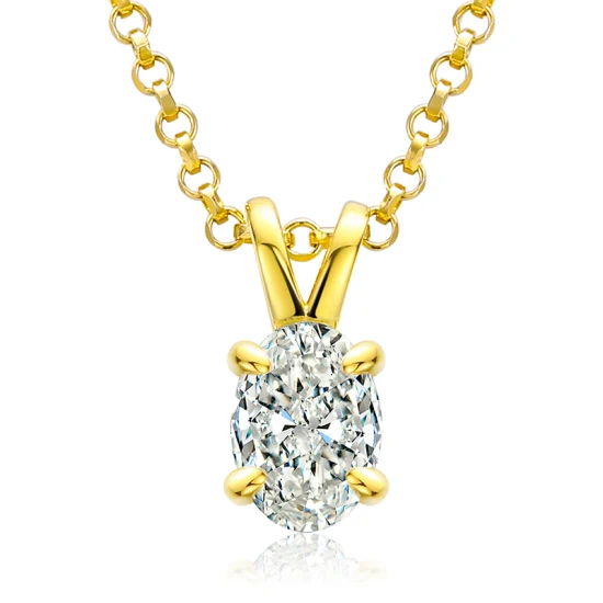 Novidade Banhado a Ouro Prata Esterlina 925 1CT Pera Corte Vvs Moissanita Diamante Solitário Colar com Pingente