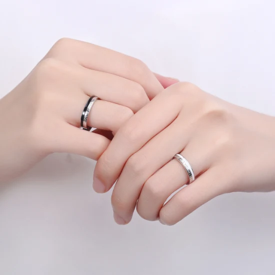 Anel de dedo de casal com letras personalizadas para o dia dos namorados feito de prata esterlina 925