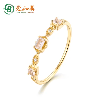 Venda imperdível anel de joias de ouro maciço feminino anel de cristal branco de ouro 14 quilates para festa