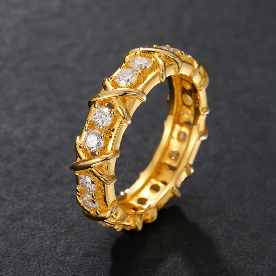 Joalheiro Anillos atacado banhado a ouro 18K prata esterlina 925 Vvs Moissanite anel de dedo de diamante para homens