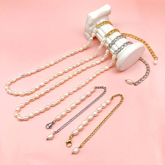 Cor de aço inoxidável personalizada pelo fabricante, pulseira de pérola de aço inoxidável banhado a ouro 18K PVD por atacado estilo feminino